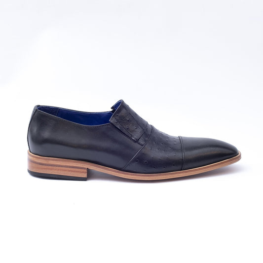 Mocasin London Avestruz negro